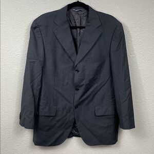 Vintage Longchamp Paris Comero Super 120s Wool Dark Gray Suit Jacket Blazer